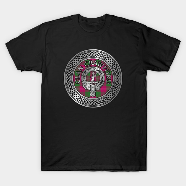 Clan Crawford Crest & Tartan Knot T-Shirt by Taylor'd Designs